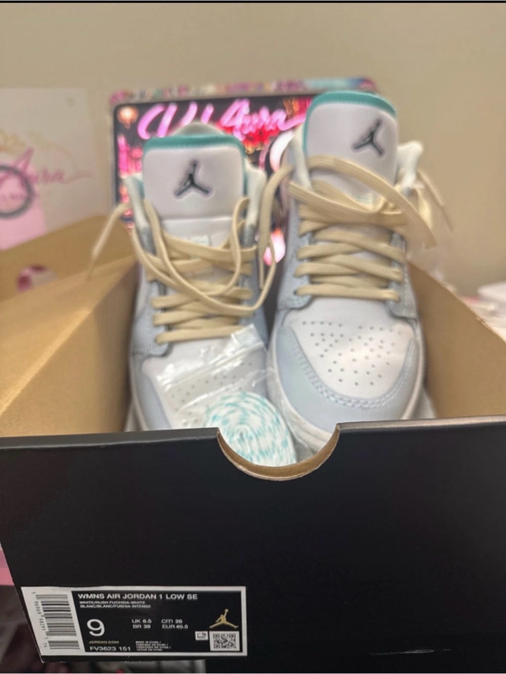 Jordan Kids' Air Jordan 1 Low SE - White & Teal Accent